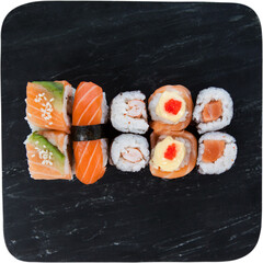 Close up of sushi arranged