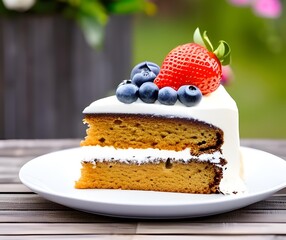 piece of cake with berries