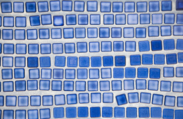 Close-Up Of Blue Mosaic Tiles; Honolulu, Oahu, Hawaii, United States Of America