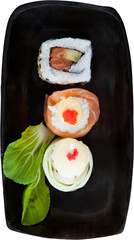 High angle view of fresh sushi in plate