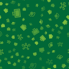 Set line Binary code, Mind map infographic and Cloud computing lock on seamless pattern. Vector