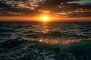 Fototapeta na wymiar sunset over the sea created with Generative AI technology