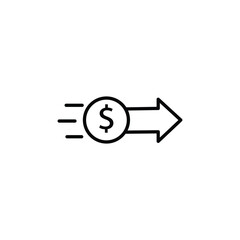 black easy cash flow icon with dollar symbol. concept of us currency sign for business or speed cashflow. simple trend modern minimal refinance logotype graphic design web element isolated on white