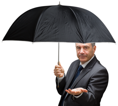 Mature businessman holding an umbrella