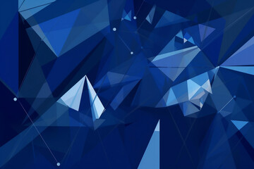 Dark Blue Geometric Background with Triangles and Diagonal Lines - Abstract Connection Communication Design - AI-Generated