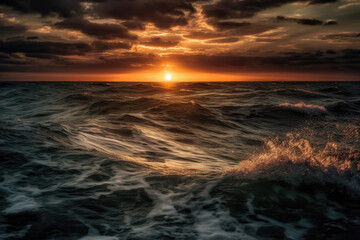 Obraz premium sunset over the sea created with Generative AI technology