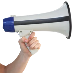 Foto op Plexiglas Mans hand holding a megaphone © vectorfusionart