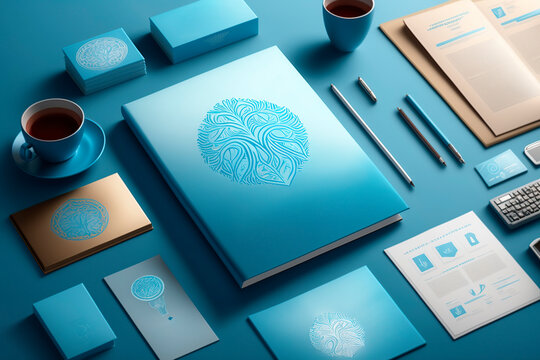 mockup for corporate identity of a company, image created with artificial intelligence