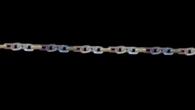 Сhain loop animation.  
Loop cycle animation of a chain moves across the screen.