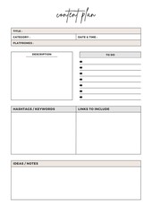 Social Media Schedule Planner Template Set, Minimalist planner pages templates content plan