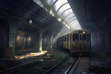 Obraz premium Old Metro Station Game Art Wallpaper Background