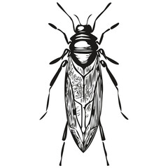 Engrave bug illustration in vintage hand drawing style bugs