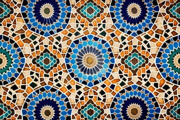 Traditional decorative color portuguese set of seamless patterns. The tile is azulejo. Geometric patterns and backgrounds for your design, Generative AI