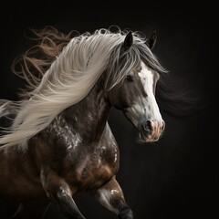 Naklejka na ściany i meble black and white horse