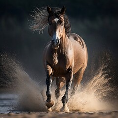 Horse galloping on sand
