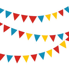 Carnival Garlands Of Colorful Flags Isolated On White Background
