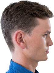Obraz premium Close up profile view of young man