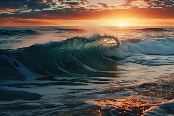 Obraz premium sunset over the sea created with Generative AI technology