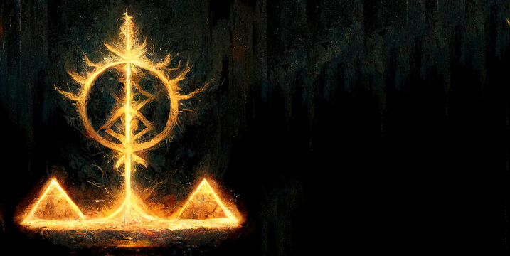 Rune, concept one RUNE to rule them all, esoteric and fantasy humor, mystic meets myth and fantasy. Generative AI
