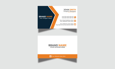 Visiting Card Vector Illustration Colorful Gradient Business Card Modern Corporate and Creative Business Card Design Template Double-Sided Horizontal Name Card Simple and Clean Orange White and Black