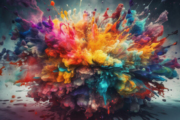 Obraz na płótnie Canvas Colorful abstract background with splashes Ai generative