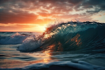 Fototapeta premium sunset over the sea created with Generative AI technology