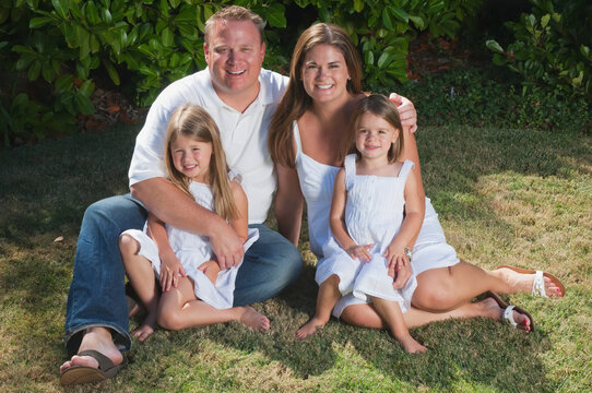 Family portrait of a couple with two daughters; Moraga california united states of america