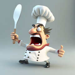 avatar cartoon furious chef wearing his dolman - obrazy, fototapety, plakaty