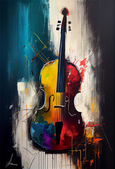 Expressive Minimalist Oil Painting of an Abstract Musical Instrument with Thick Paint - Generative AI