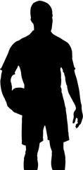 Silhouette of rugby player holding ball