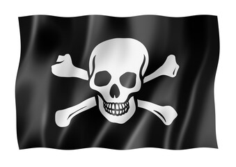 Pirate flag, Jolly Roger isolated on white