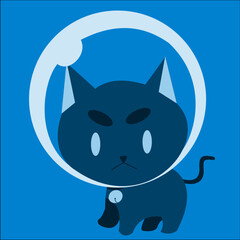 Obraz premium blue cat wearing a helmet vector design illustration art