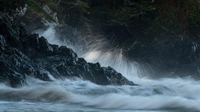 Storm watching on Cox Bay Beach, Vancouver Island; British Columbia, Canada
