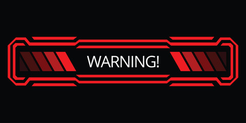Hud danger alert. Attention vector red interface sign, warning or caution UI. Tech or digital cyber frame. System failure or danger zone