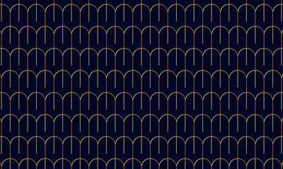 Gold geometric pattern. Art deco pattern. Navy blue and gold background. Luxury background. Vector pattern. - obrazy, fototapety, plakaty