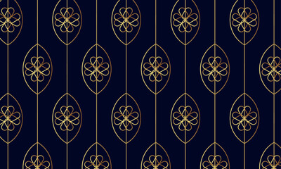 Gold geometric pattern. Art deco pattern. Navy blue and gold background. Luxury background. Vector pattern.