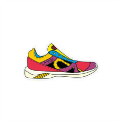retro styled colorful illustration of a shoe without laces for an icon or logo