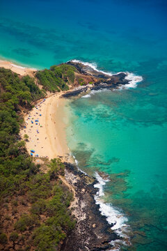 Aerial of Little Beach or Pu'u Ola'i (clothing optional beach); Makena, Maui, Hawaii, United States of America