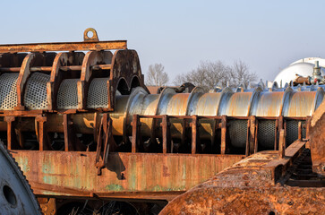 Special used industrial equipment from sugar beet plant (factory), scrap rusty metal, environmental...