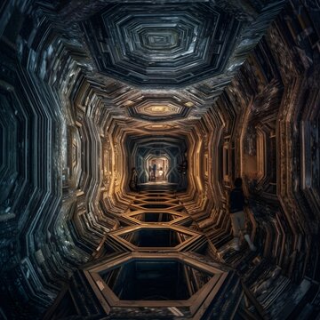 fractal realms abstract dark blue