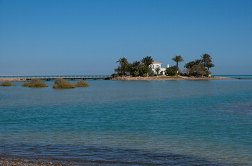 A house and palms at beautiful island in El Gouna, Red Sea, Egypt, Africa
