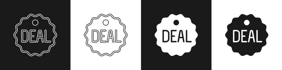 Set Deal icon isolated on black and white background. Vector