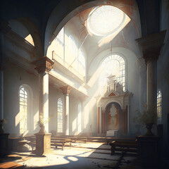 Obraz premium Interior of a church. Generative AI.