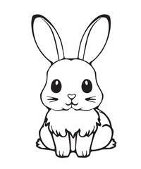Coloring page of cute bunny on white background
