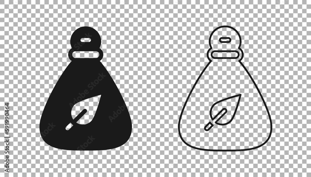 Poster black garbage bag icon isolated on transparent background. vector