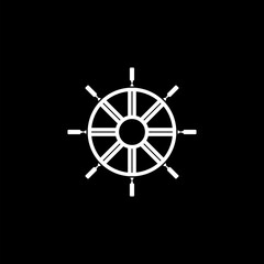 Obraz premium Outline ship steering wheel icon isolated on black background 