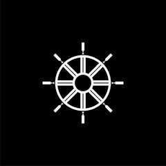Obraz premium Outline ship steering wheel icon isolated on black background 
