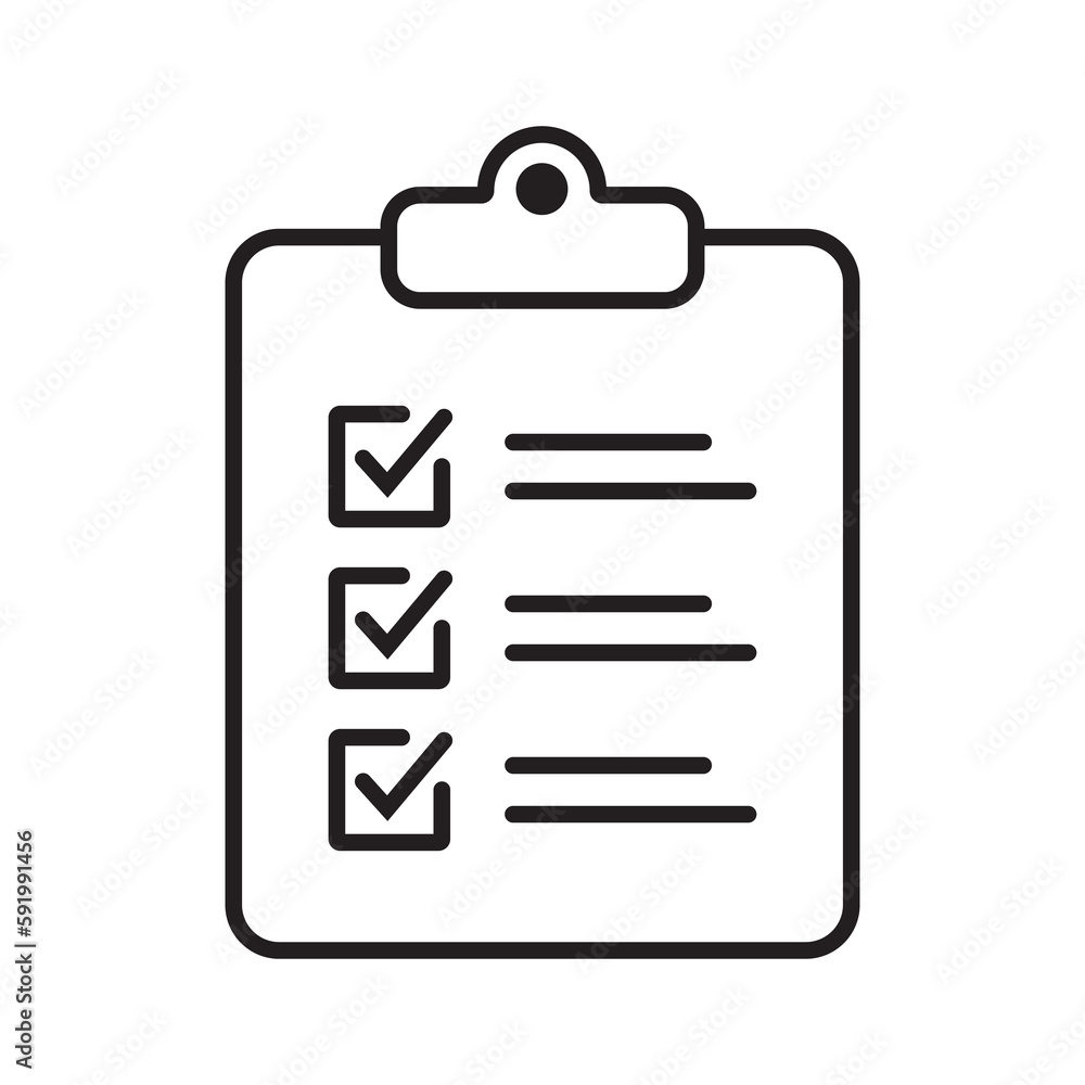 Aufkleber clipboard and checklist icon. project management, questionnaire line icon. to do list vector icon fo