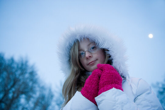 Portrait of a girl in beautiful winter wear outdoors