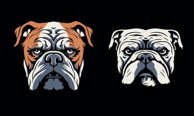 Dog head, front view, vector illustration on a dark background
